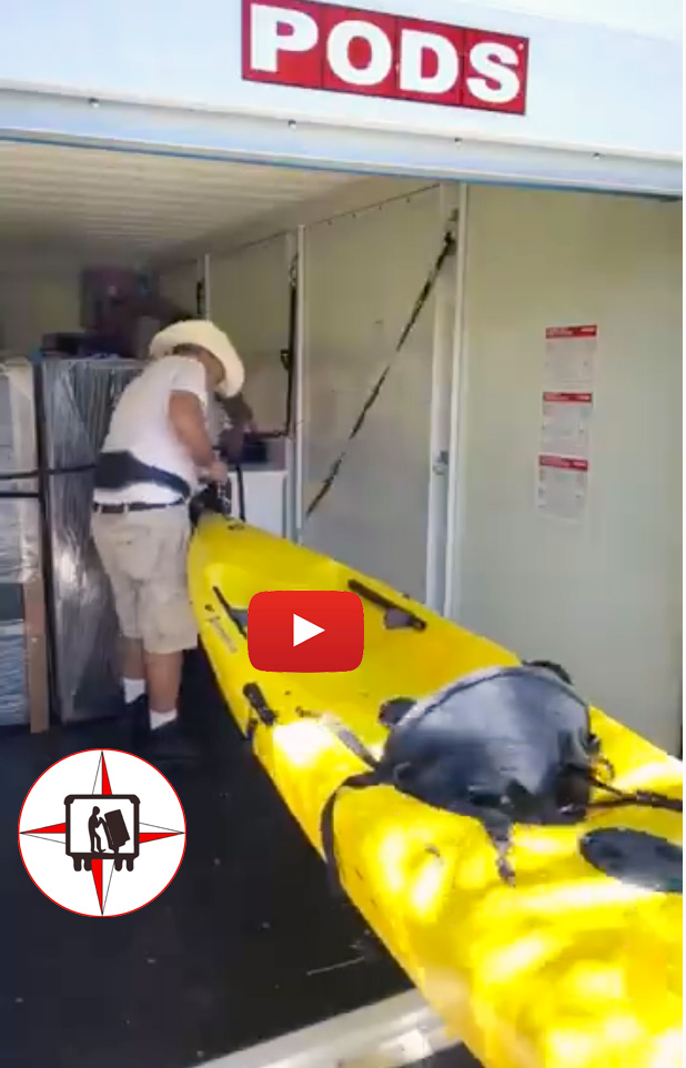 Packing a Gun Safe and a Kayak into a PODS portable container 